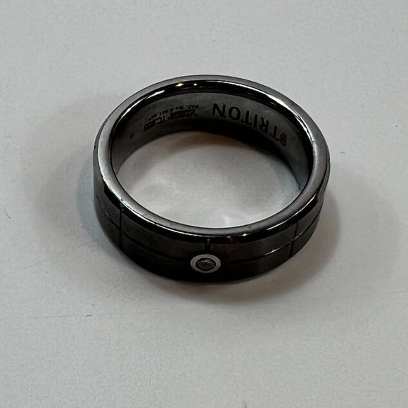 Triton Tungsten Carbide TC.850 Men's Wedding Band Ring with Diamond - Picture 5 of 14